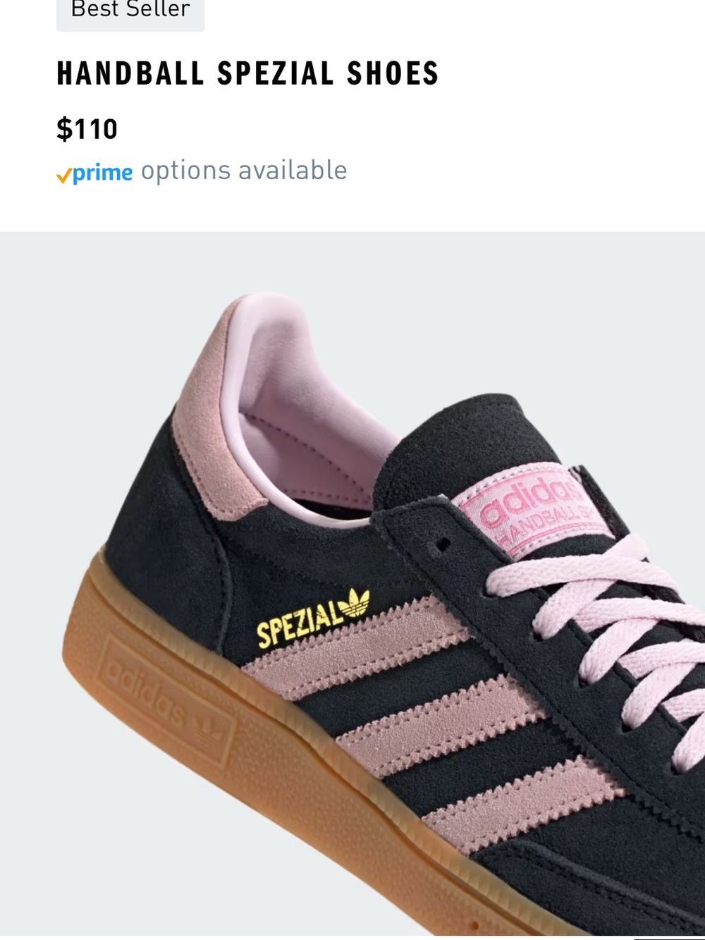 adidas Handball Spezial Sneakers in Black & Pink with Gum Sole - Picture 8 of 9